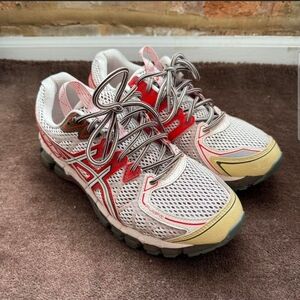 ASICS Women's Red and White Athletic Shoes